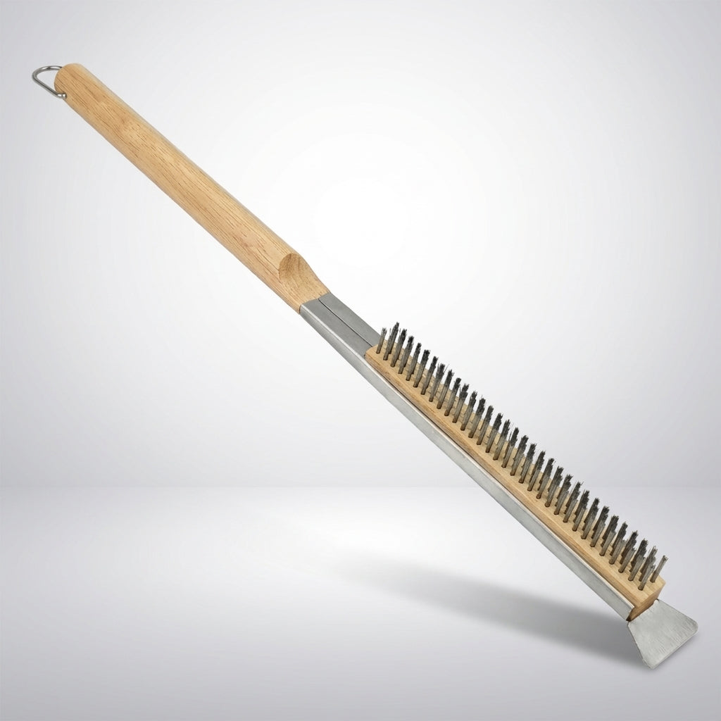 Brosse pour four à pizza 21 pouces avec manche en bois et brosse en cuivre