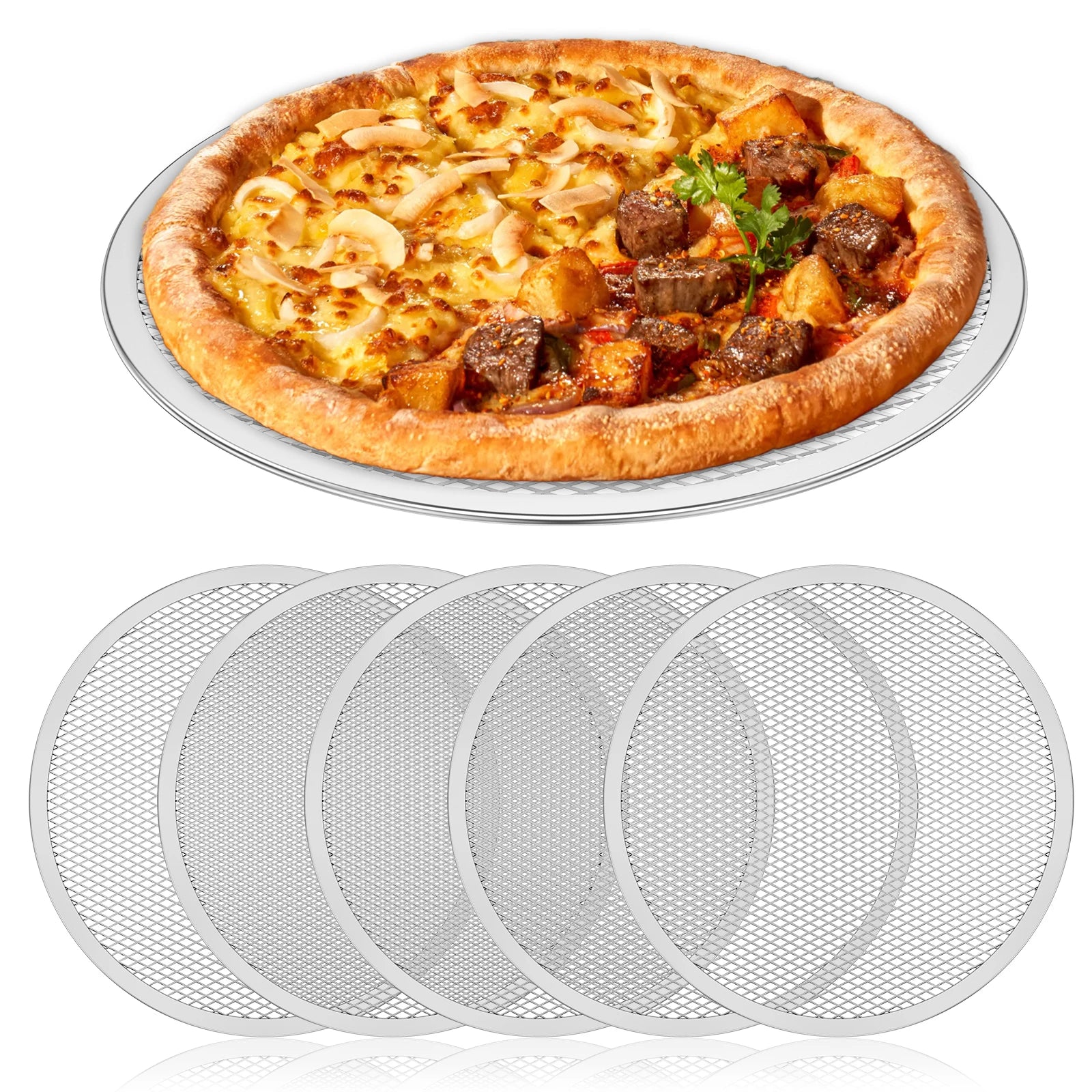 Grille à Pizza 30cm Antiadhésive - Lot de 6pcs