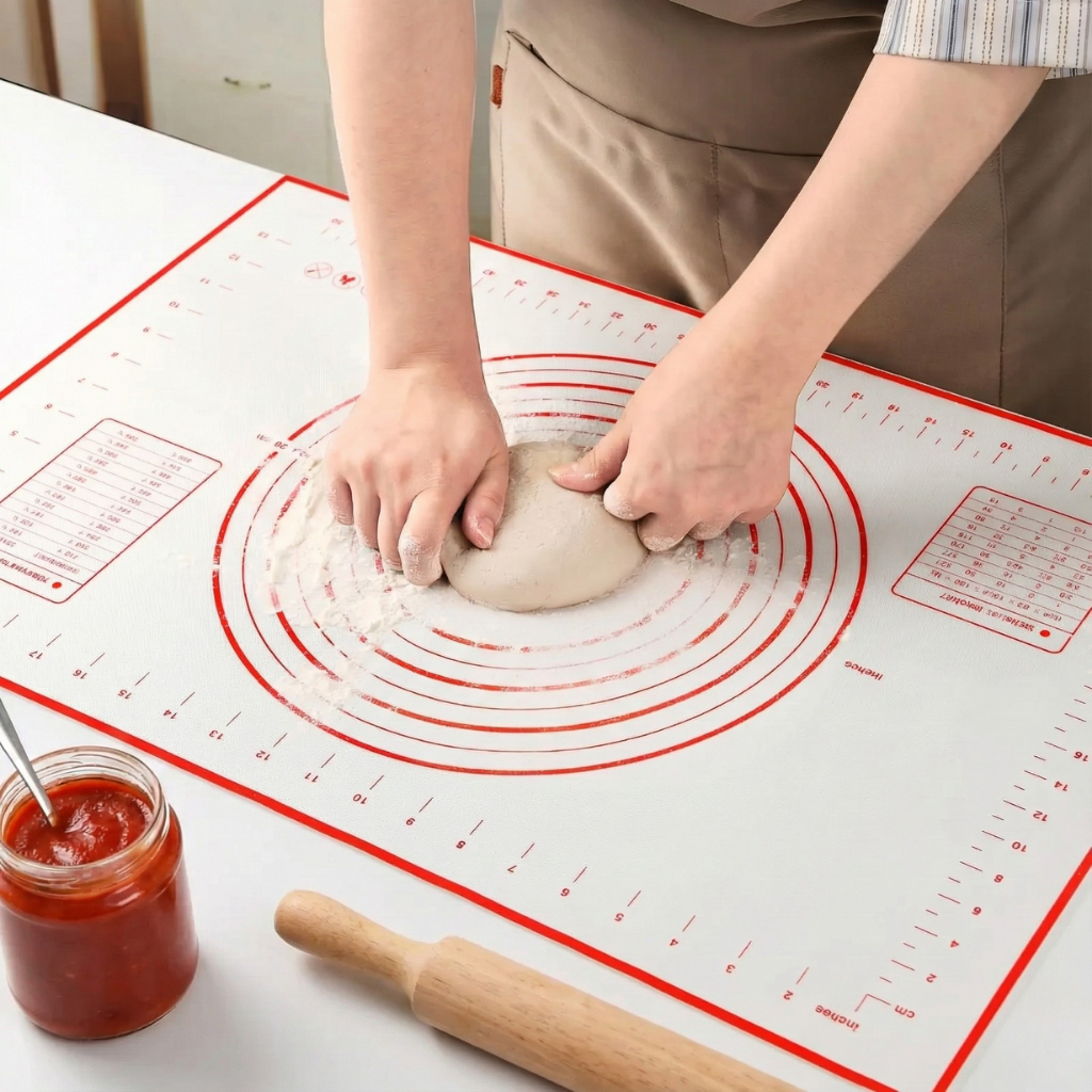 Tapis de pâtisserie en silicone antidérapant pour étaler et pétrir la pâte à pizza maison
