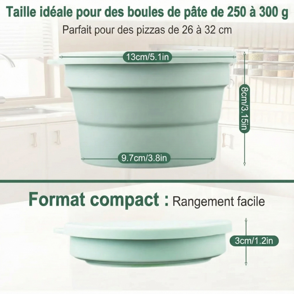 Boîte de Fermentation Pizza en Silicone Pliable avec Couvercle