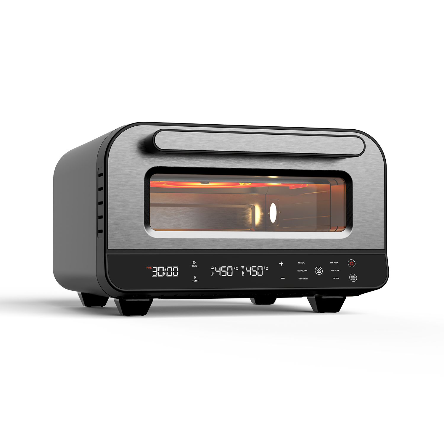 Four à Pizza Électrique OVENI Gris – 450°C – Cuisson 2-3 min – 28 cm