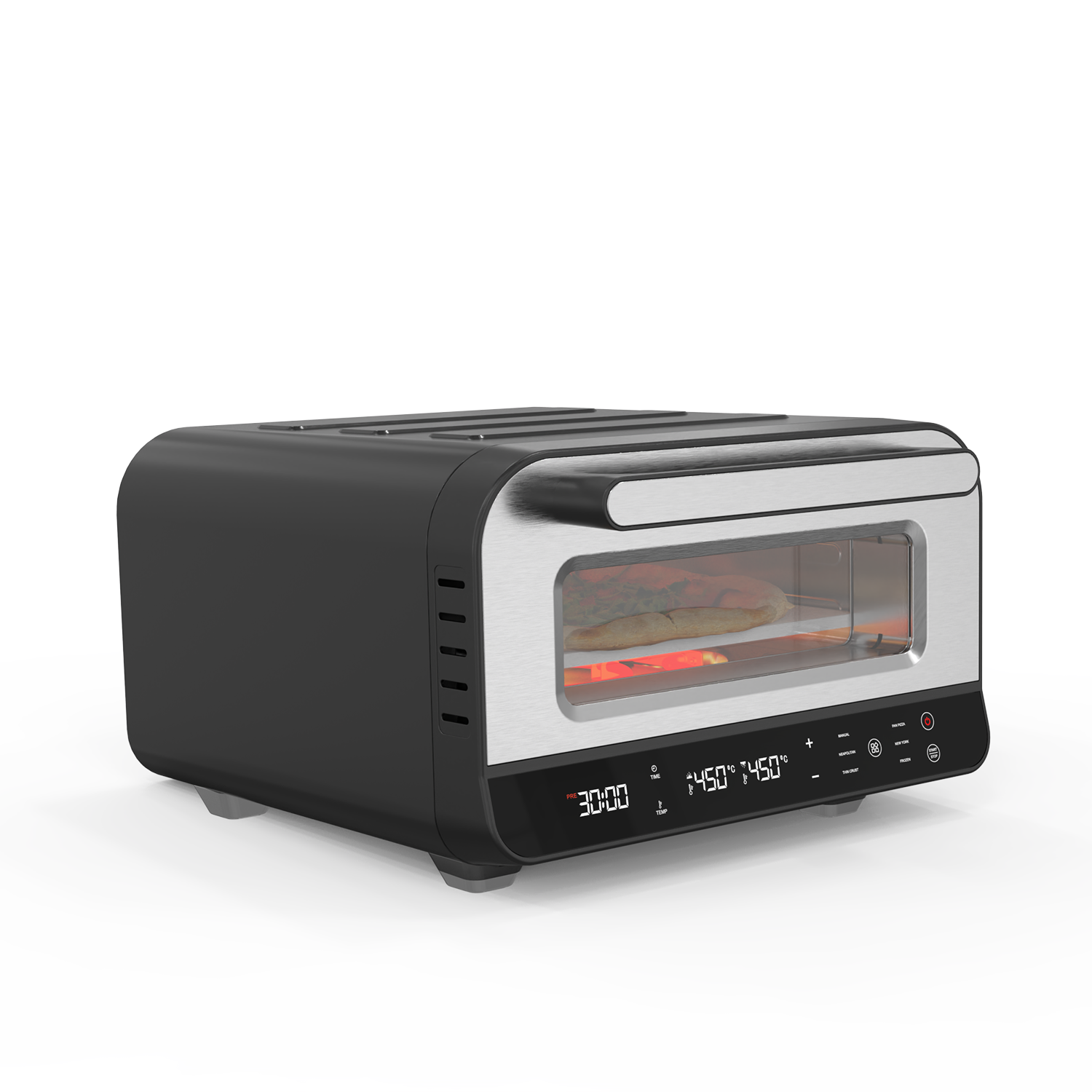 Four à Pizza Électrique OVENI Marron – 450°C – Cuisson 2-3 min – 28 cm