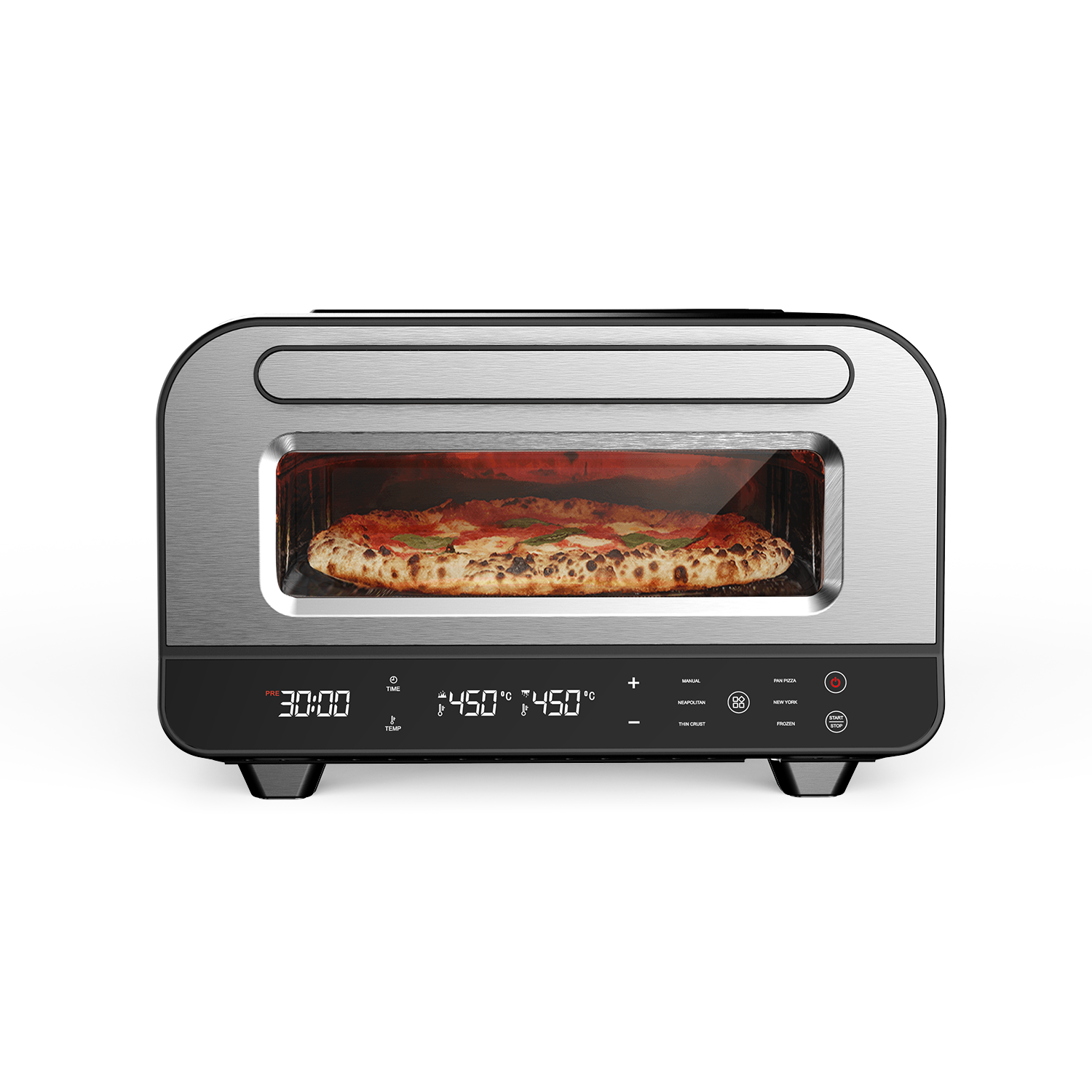 Four à Pizza Électrique OVENI Marron – 450°C – Cuisson 2-3 min – 28 cm