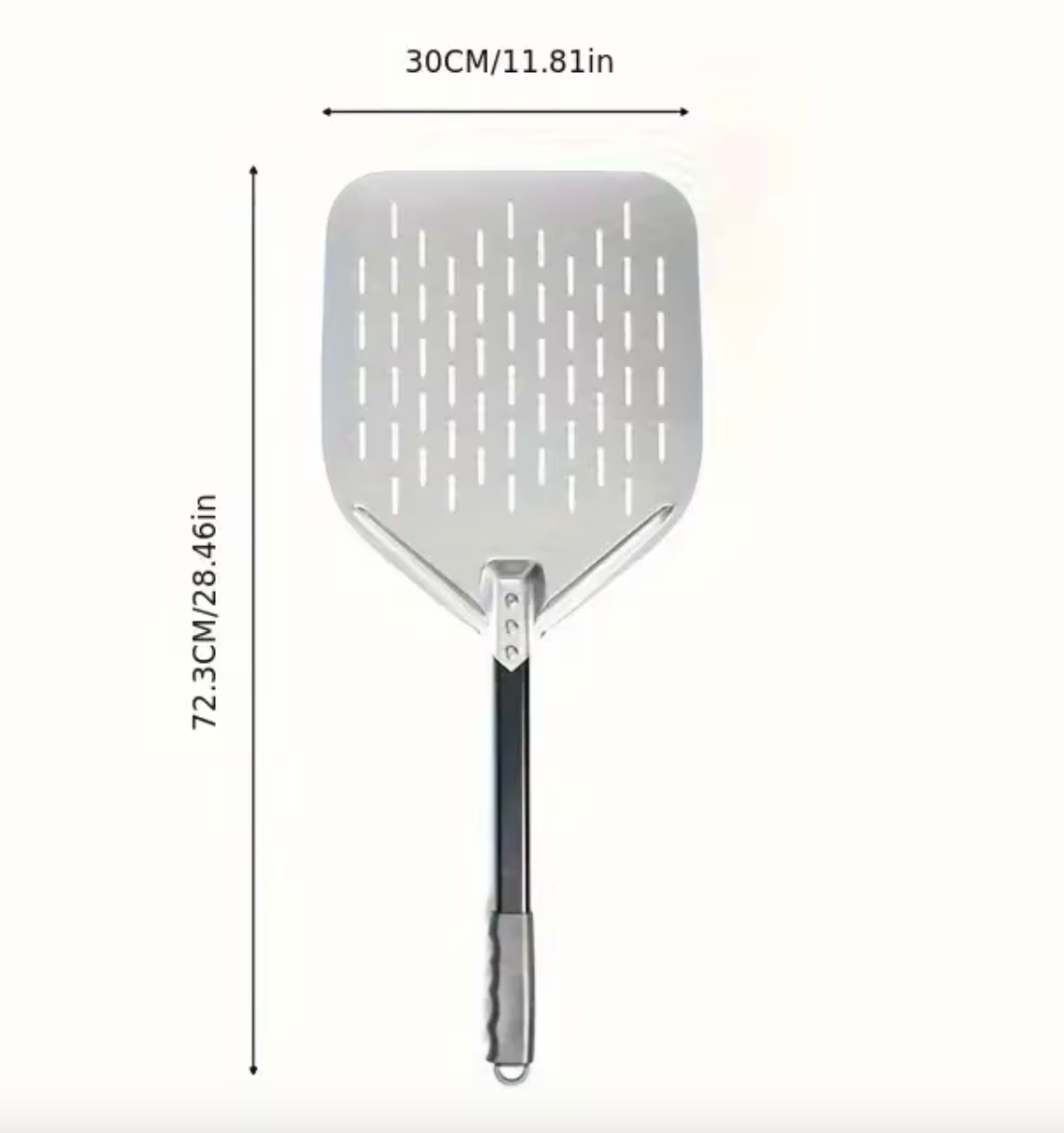Pelle à pizza perforée Noire 30 cm – Aluminium antiadhésif avec manche pliable