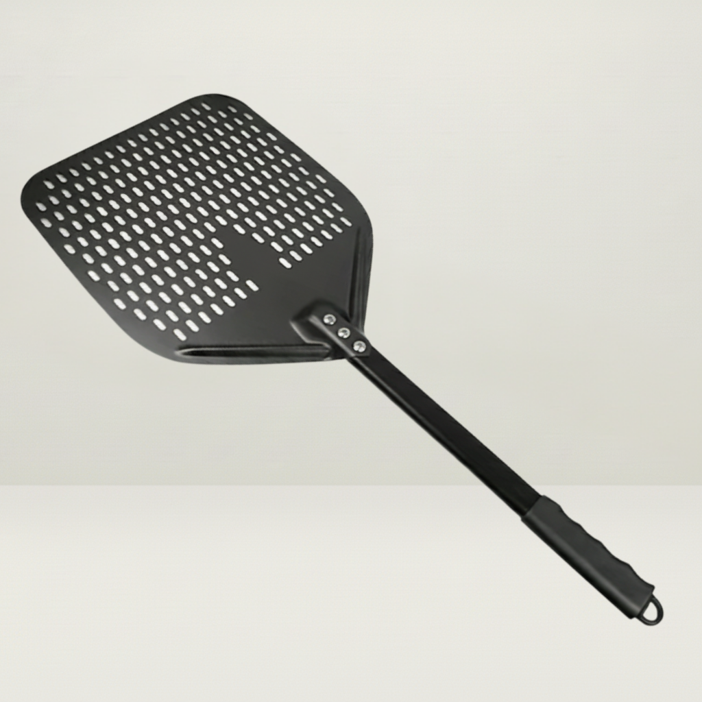 Pelle à pizza perforée Noire 30 cm – Aluminium antiadhésif avec manche pliable