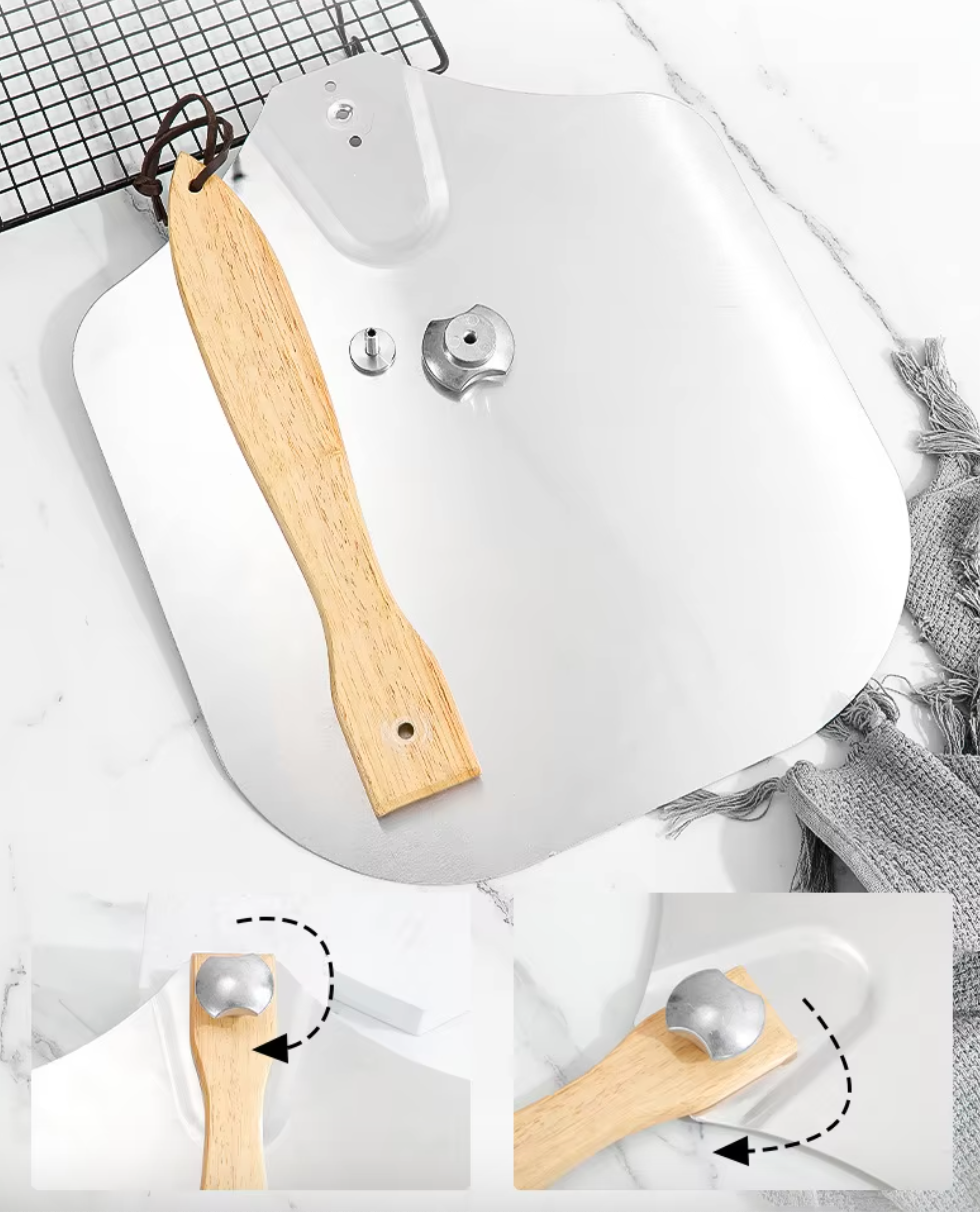 Pelle à pizza 30 cm – Aluminium antiadhésif avec manche pliable bois