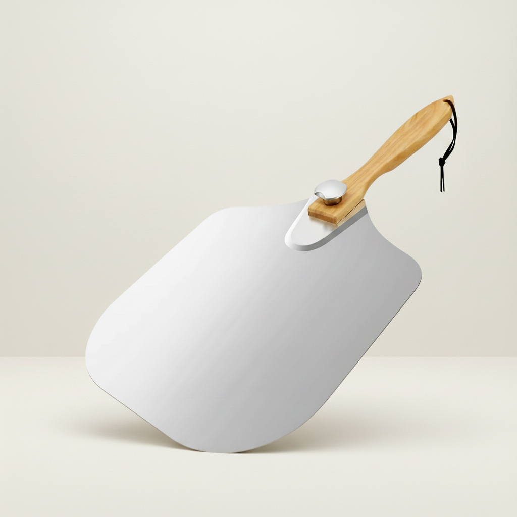 Pelle à pizza 30 cm – Aluminium antiadhésif avec manche pliable bois
